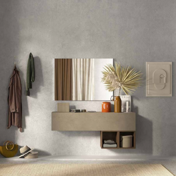 Ingresso:piccolo soggiorno moderno Eternity Comp_55 colore argilla-mercure - KasArreda