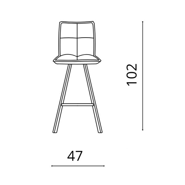 349- BluePrint Sgabello con struttura in metallo verniciato e seduta in tessuto imbottito. - Sila - KasArreda