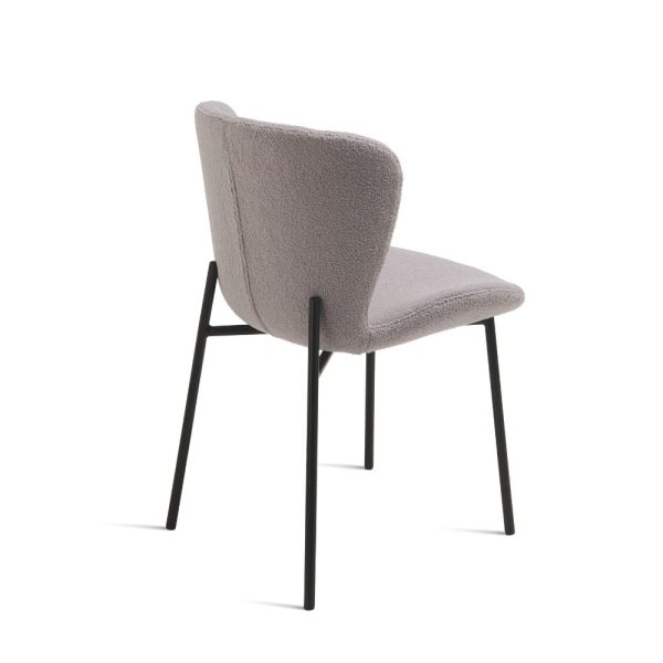 Sedia imbottita in tessuto bouclé écru. Grigio