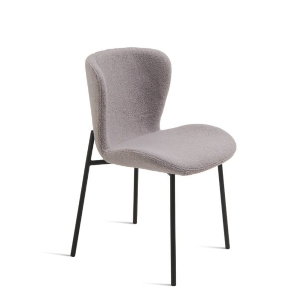 Sedia imbottita in tessuto bouclé écru. Grigio