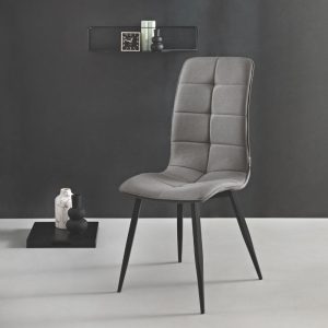 122- Sedia Linfa in tessuto con base in metallo verniciato - GRIGIO