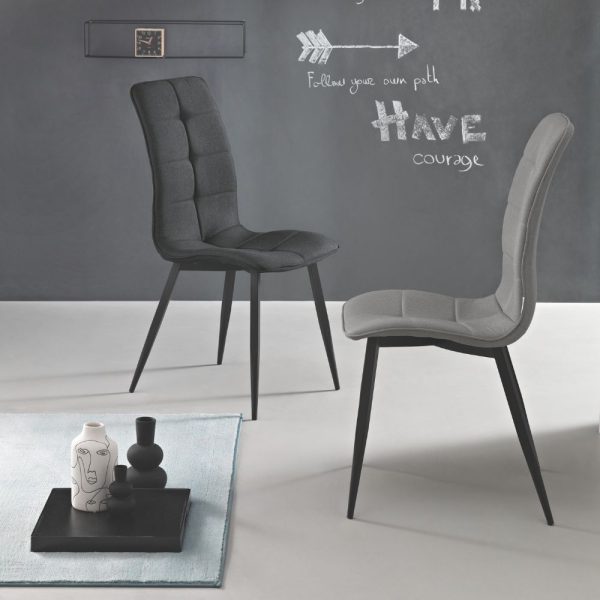 123- Sedia Linfa in tessuto con base in metallo verniciato