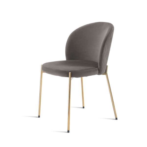 17 - Sedia MEGAN con struttura in metallo dorato e seduta in velluto imbottito - GRIGIO