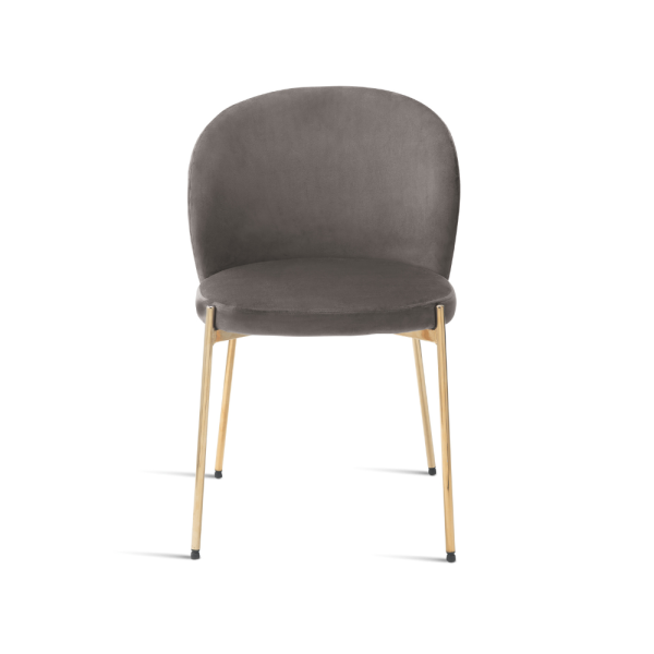 19 - Sedia MEGAN con struttura in metallo dorato e seduta in velluto imbottito - GRIGIO
