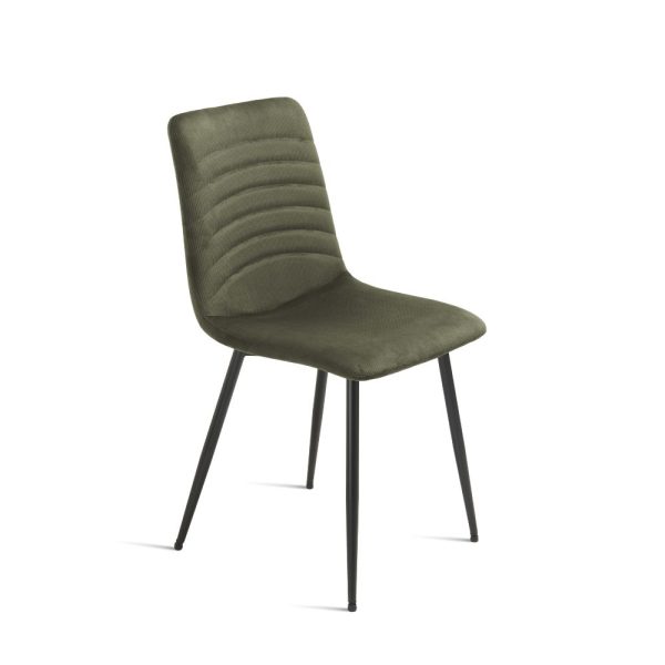 27Sedia imbottita in tessuto cannettato - VERDE