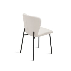 Sedia imbottita in tessuto bouclé écru. Bianco