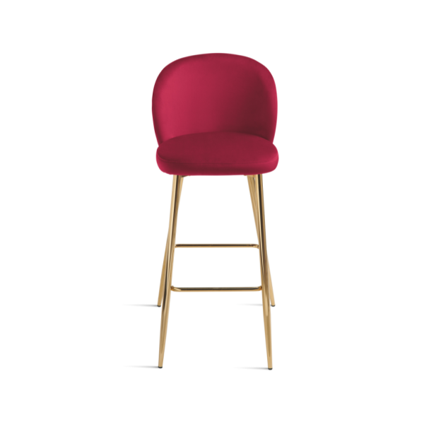 33- Sgabello MEGAN con struttura in metallo dorato e seduta in velluto imbottito - ROSSO