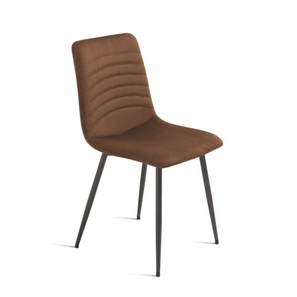 33Sedia imbottita in tessuto cannettato - MARRONE