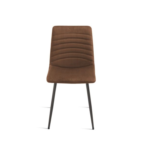 33Sedia imbottita in tessuto cannettato - MARRONE.1