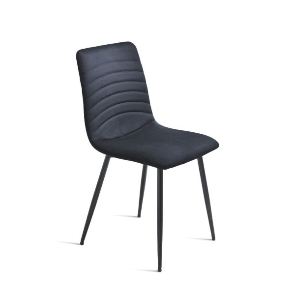 36Sedia imbottita in tessuto cannettato - BLU NOTTE