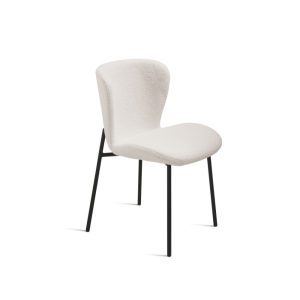 Sedia imbottita in tessuto bouclé écru. Bianco