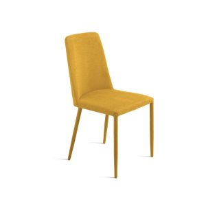 53- Sedia Ettore imbottita in tessuto con Gambe rivestite in tessuto - GIALLO