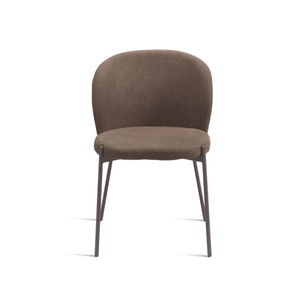 58- Sedia MEGGIE con struttura in metallo verniciato e seduta in tessuto imbottito - MARRONE