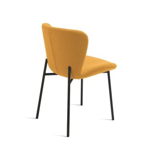 Sedia imbottita in tessuto bouclé écru. Giallo