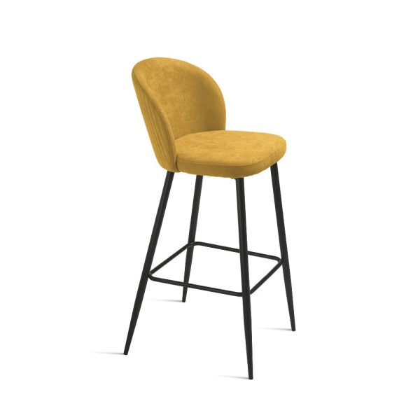 72- Sgabello MEGGIE con struttura in metallo verniciato e seduta in tessuto imbottito - GIALLO