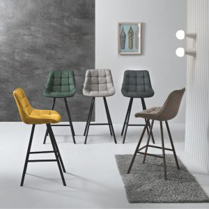 83- Sgabello FRIEDIC con struttura in metallo verniciato e seduta in tessuto imbottito