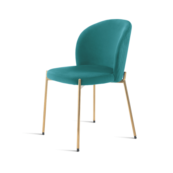 9 - Sedia MEGAN con struttura in metallo dorato e seduta in velluto imbottito - TOPAZIO