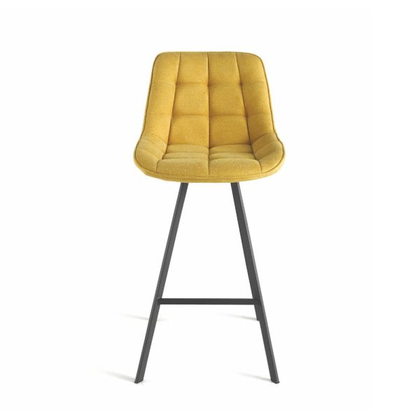92- Sgabello FRIEDIC con struttura in metallo verniciato e seduta in tessuto imbottito - GIALLO
