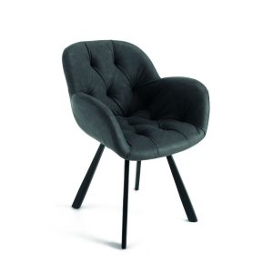 Sedia Celia con seduta in ecopelle effetto soft touch - ANTRACITE