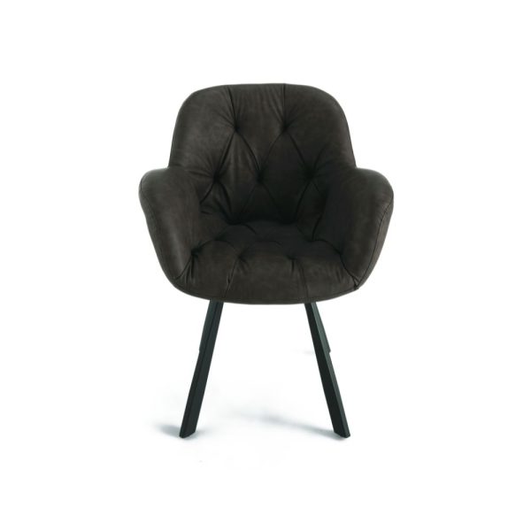 Sedia Celia con seduta in ecopelle effetto soft touch - MARRONE