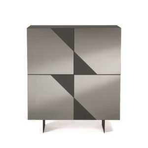 171- Madia Arte a 4 ante in MDF rivestite in vetro specchio con 2 piedini - FUMÈ:ANTRACITE
