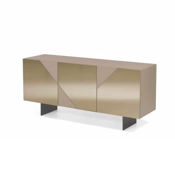 172- Madia Arte a 3 ante in MDF rivestite in vetro specchio con 2 piedini - BRONZO:TORTORA