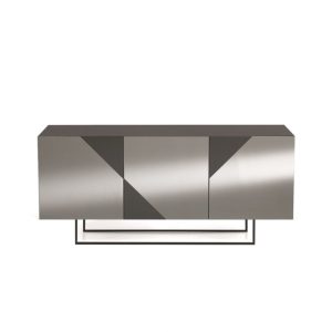 177- Madia Arte a 3 ante in MDF rivestite in vetro specchio con piedini sagomati - FUMÈ:ANTRACITE