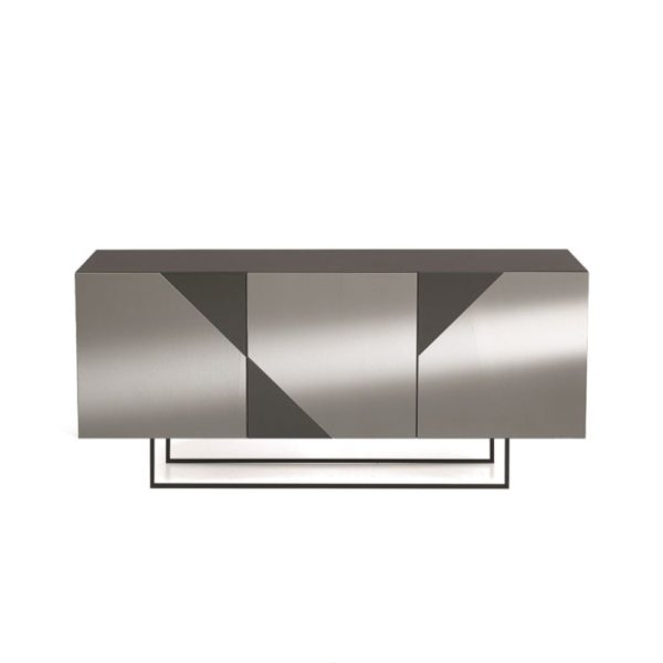 177- Madia Arte a 3 ante in MDF rivestite in vetro specchio con piedini sagomati - FUMÈ:ANTRACITE