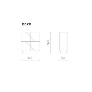 186- Madia Arte a 4 ante in MDF rivestite in vetro specchio con piedini sagomati - BluePrint