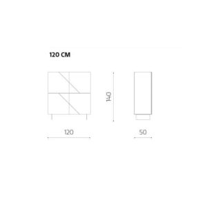 187- Madia Arte a 4 ante in MDF rivestite in vetro specchio con 2 piedini - blueprint
