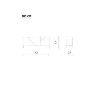 188- Madia Arte a 3 ante in MDF rivestite in vetro specchio con 5 piedini - BluePrint