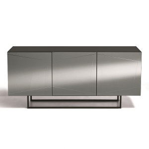 Madia credenza a 3 ante in vetro specchio fumcocca antracite e piedini sagomati ISIDE