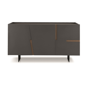 Madia in legno 3 ante 160 cm Antracite e Tek - GIRONA 2 piedini