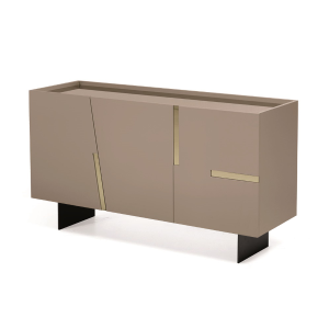Madia in legno 3 ante 160 cm Tortora e specchio bronzo - GIRONA 2 piedini