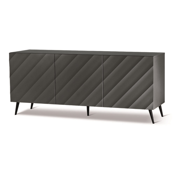 Madia 180 cm in legno Antracite 3 ante e 5 piedini - KALLA -1