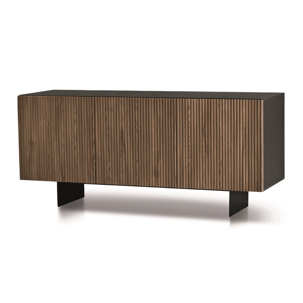 Madia in legno 180 cm 3 ante Antracite e teak con 2 piedini - RONDA - 2