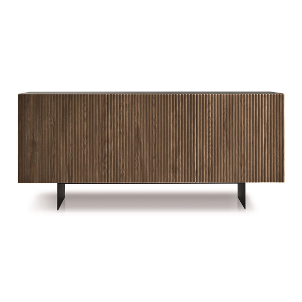 Madia in legno 180 cm 3 ante Antracite e teak con 2 piedini - RONDA