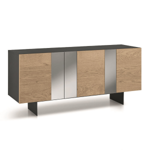Madia in legno 180 cm 3 ante Rovere con specchio 2 piedini - ROMEO - 1